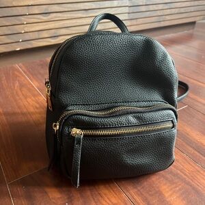 Black small backpack faux leather